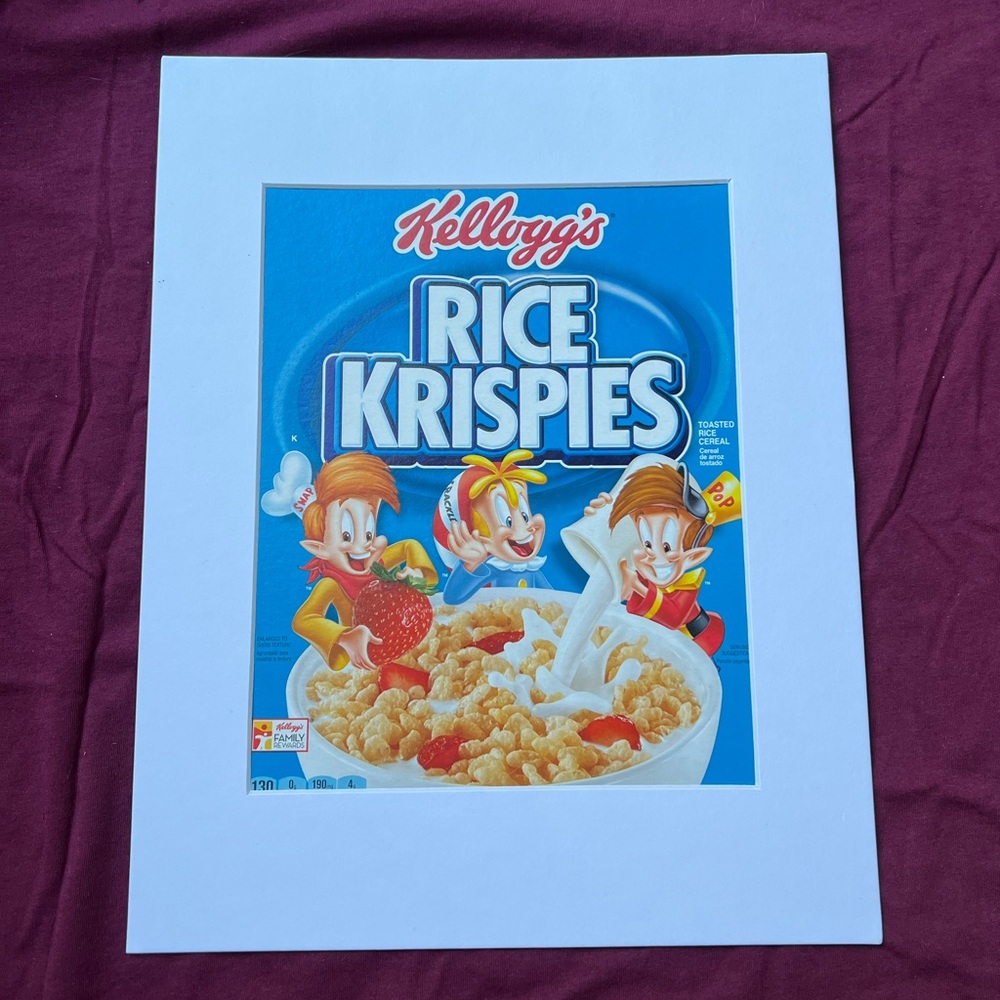 Rice Krispies cereal snap crackle pop mascots Art matted breakfast
